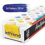 int!rend Acryl Farben Set Künstlerfarben mit Pinsel 14 Acrylfarben x 18 ml für Kinder & Erwachsene, wasserfest für Leinwand, Holz, Ton, Papier - 3