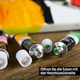 OfficeTree Acrylfarben Set 26 Tuben à 12 ml – Auf Wasserbasis – Acrylic Paint für Acrylmalerei – Für Papier, Leinwand, Holz, Stein UVM - 4