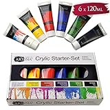 Artina Crylic 6 x 120ml Acrylfarben Set 6 Farben (720ml) - Primärfarben in Künstler-Qualität