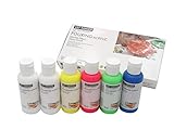 Acryl Pouringset 6 x 100 ml in NEON-Farben, gebrauchsfertige Acrylfarben mit eingemischtem Pouringmedium, Gießfarbe, Gießmedium, Fließtechnik