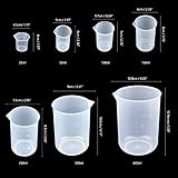 HENTEK 7 Stk Messbecher Kunststoff Labs Becher mit Skala Maßstab Mark 600ml 500ml 250ml 150ml 100ml 50m 25ml - 8