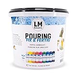 LM Pouring Fix & Fertig Set 10 tlg. - Basic - Fertig gemischte Pouring-Farben -Farbe gießen, Pouring-Farbe, Medium, Puddle-Pouring, Dirty, Flip Cup