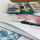 OfficeTree Aquarellblock A4 300g 40 Blatt - Aquarellpapier A4 Weiß – Zeichenblock A4 für Wasserfarben - Papier für Aquarellmalerei - 2 Pinsel gratis - 4